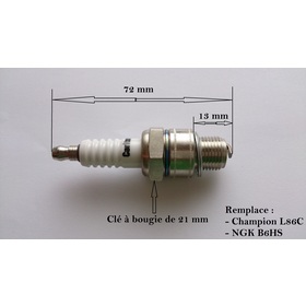 Bougie pour gros moteur 2 temps remplace NGK B6HS Champion L86C