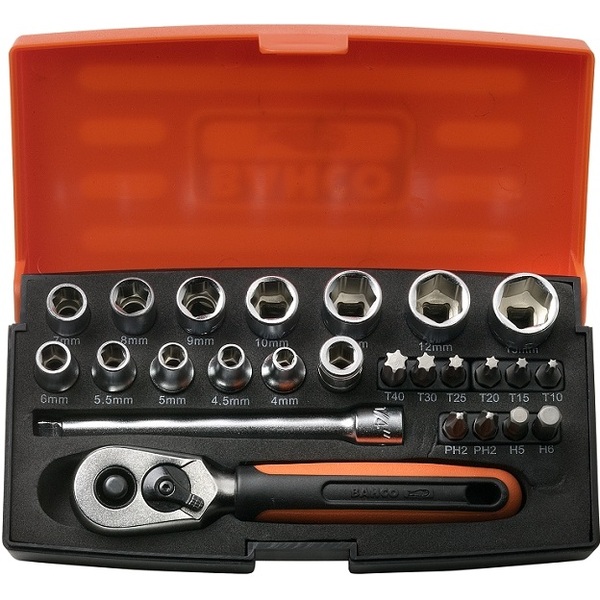 Coffret 25 pièces avec cliquet 1/4 professionnel Bahco SL25