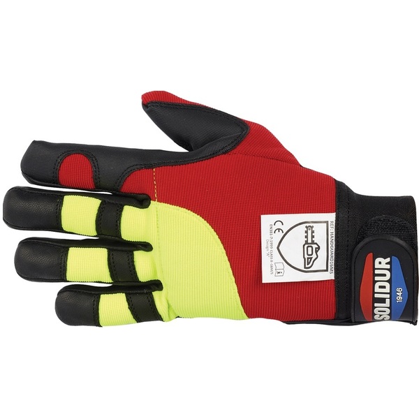 Paire de gants anti-coupure pour tronçonneuse Solidur Infinity, protection des 2 mains