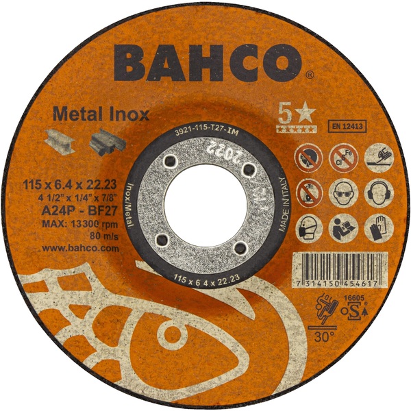 Disque à ébarber pour acier inoxydable et métal Bahco 3921-115-T27-IM