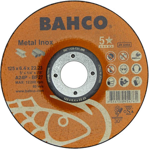 Disque à ébarber pour acier inoxydable et métal Bahco 3921-125-T27-IM