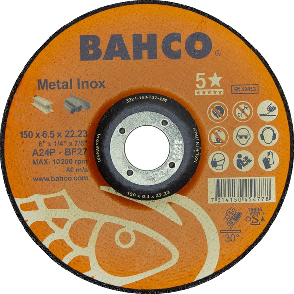 Disque à ébarber pour acier inoxydable et métal Bahco 3921-150-T27-IM