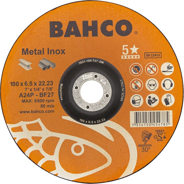 Disque à ébarber pour acier inoxydable et métal Bahco 3921-180-T27-IM