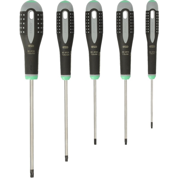 Jeu de 5 tournevis TORX® ERGO™ avec poignée en caoutchouc Bahco BE-9885