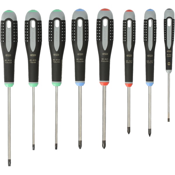 Jeu de 8 tournevis plats, Phillips, Pozidriv et Torx® ERGO™ Bahco BE-9872