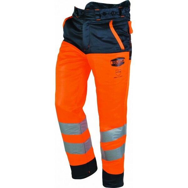 Pantalon de protection Solidur Glow orange haute visibilité de bûcheronnage