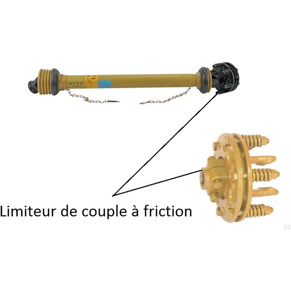 Cardan de transmission à limiteur de couple à friction 120cm